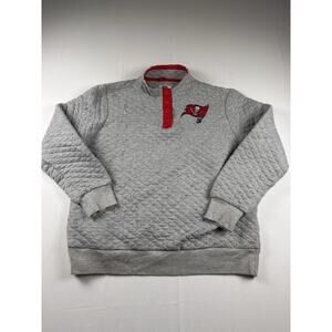 Tampa Bay Buccaneers NFL Womens XL Quilted Pullover Sweatshirt Gray Snap Neck